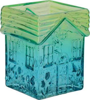 Windlicht Glas Hausform Jacquard Türkis Grün – GIFTCOMPANY