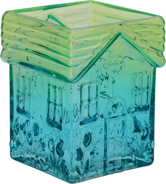 Windlicht Glas Hausform Jacquard Türkis Grün – GIFTCOMPANY