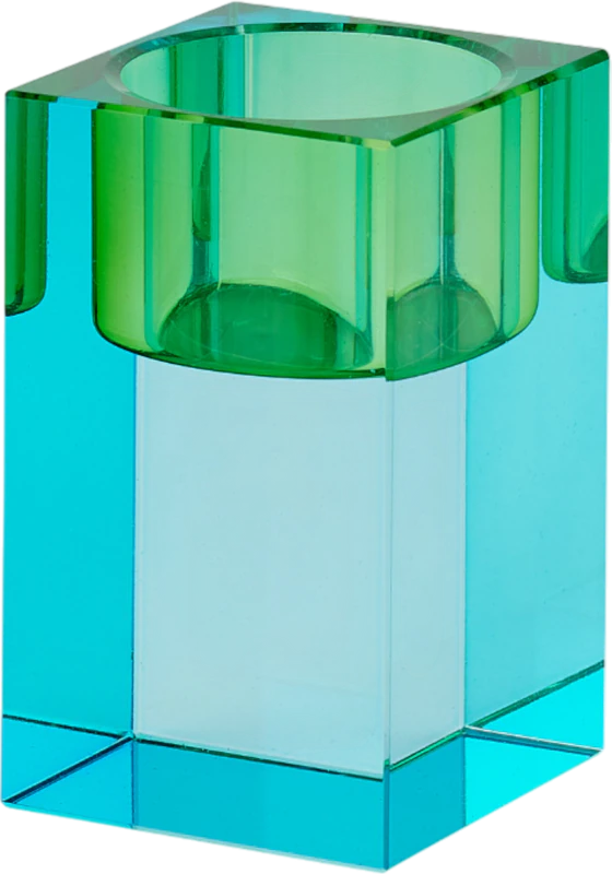 Teelichthalter Kristallglas Sari Blau/Grün – Hochglanz Unikat