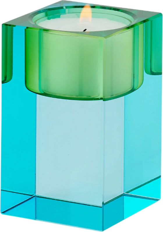 Teelichthalter Kristallglas Sari Blau/Grün – Hochglanz Unikat