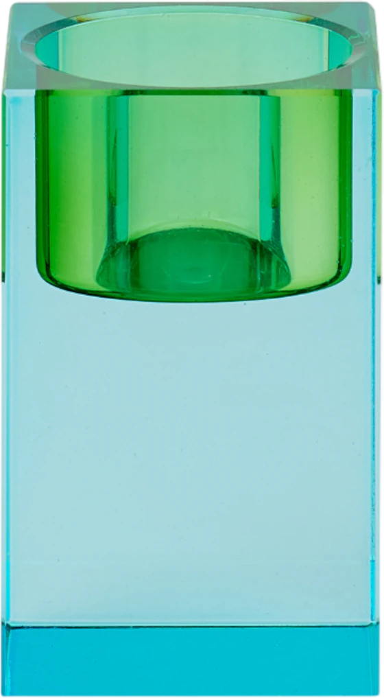 Teelichthalter Kristallglas Sari Blau/Grün – Hochglanz Unikat