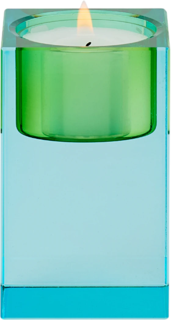 Teelichthalter Kristallglas Sari Blau/Grün – Hochglanz Unikat