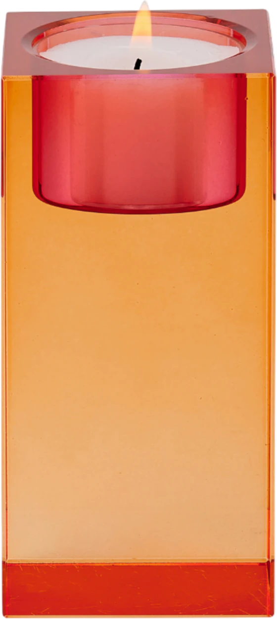 Teelichthalter Kristallglas Sari Orange Rosa – Handgefertigt von GIFTCOMPANY