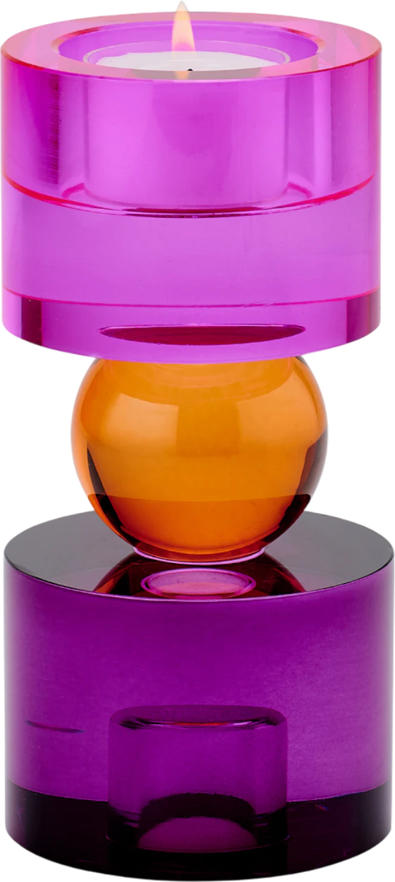 Teelichthalter Kristallglas Sari pink/orange/lila GIFTCOMPANY