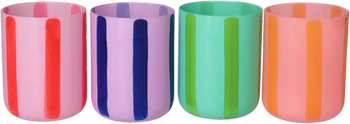Teelichthalter Glas Set GIFTCOMPANY Linea gestreift bunt