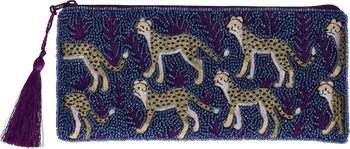 Kosmetiktasche L Leopard Blau/Rosa – GIFTCOMPANY Elodie Baumwolle