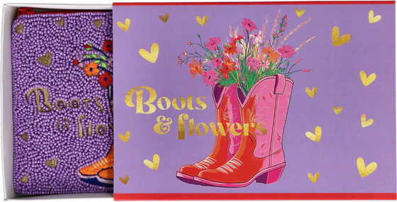Kosmetiktasche M Boots and Flowers Blau Rot Baumwolle