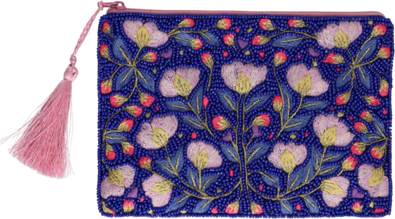 Kosmetiktasche Elodie M Blau Blüten Baumwolle – GIFTCOMPANY
