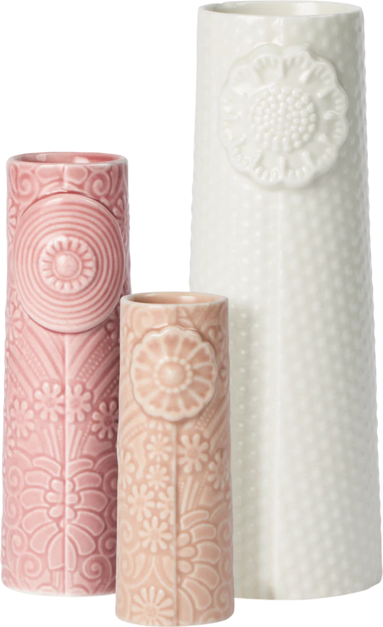 Dekorative Keramikvasen-Set Dottir Pipanella Pink Bouquet