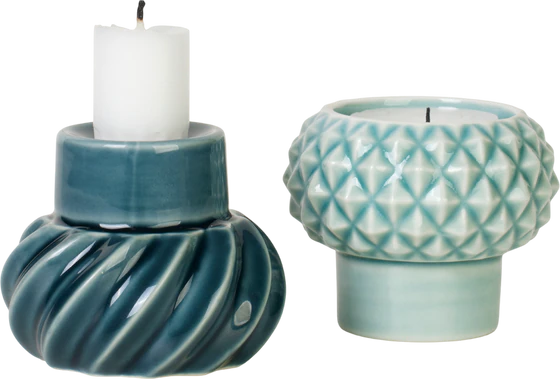 Kerzenhalter-Set Dottir Nordic Design Samsurium Petrol/Peacock