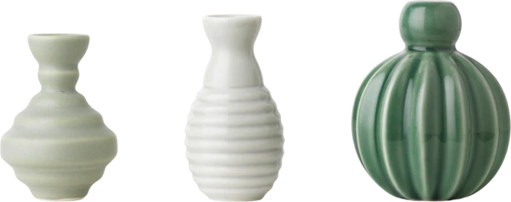 Dekorative Porzellan-Miniglocken Set Dottir Nordic Design – Handgefertigt, Grüntöne