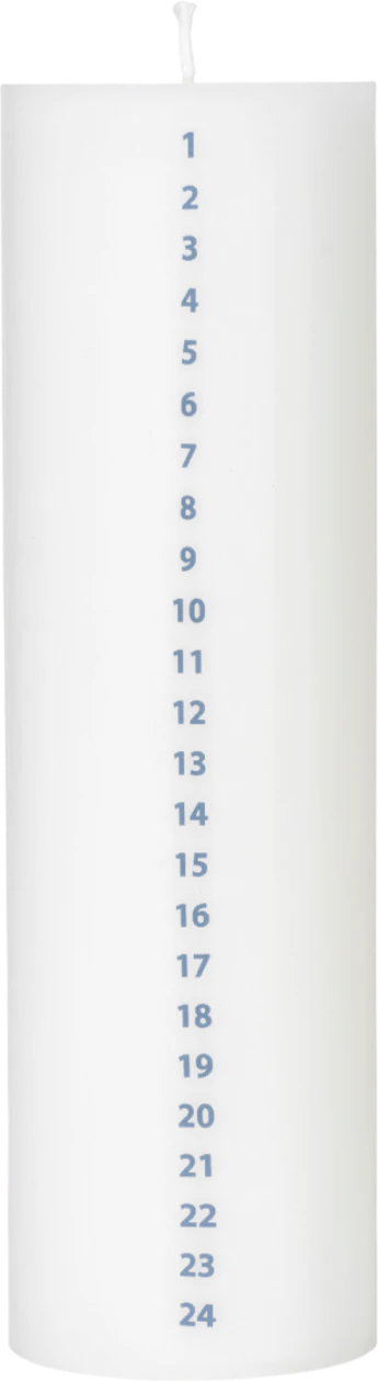 Adventskalender-Kerze Dottir Nordic Design 6x20 cm Weiß-Blau Rentier