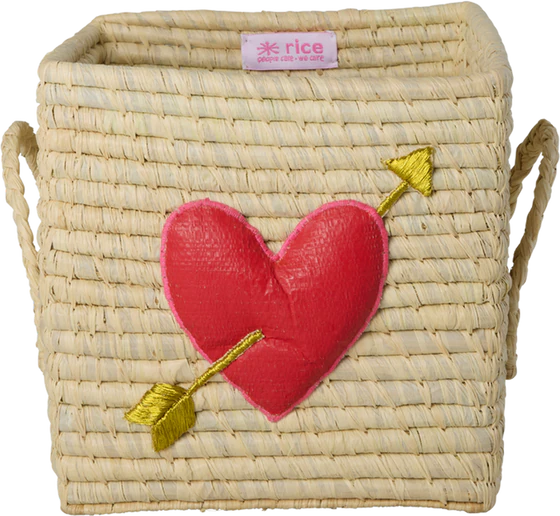 Kleiner Aufbewahrungskorb Raffia 3D-Herz Rice by Rice