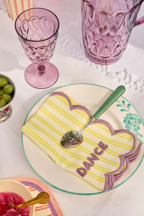 Stoffserviette Rice by Rice Gelb-Lila Baumwolle Handarbeit