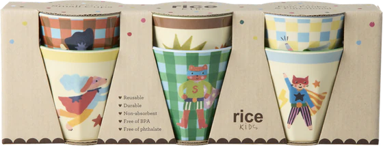 Kinderbecher-Set Melamin Rice by Rice Hero Print Grün 6er-Pack