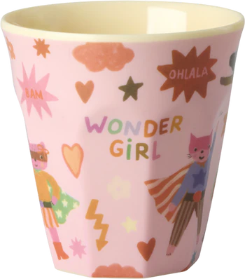 Kinderbecher Melamin Rice by Rice Hero Print Pink 160 ml