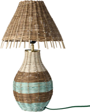 Tischleuchte Rattan Rice by Rice – Brownish Stripes E27 Unikat