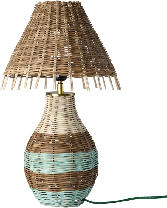 Tischleuchte Rattan Rice by Rice – Brownish Stripes E27 Unikat