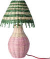 Tischleuchte aus Rattan Rice by Rice Pink Streifen E27 Unikat