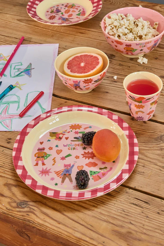 Kleine Schale Melamin 300 ml Pink Hero Print Rice by Rice