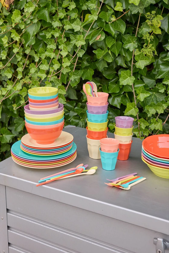 Runde Melamin-Teller 6er-Set Glory Days – Bruchsicher Rice