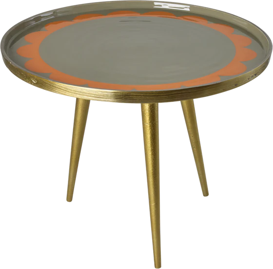 Runder Metall-Beistelltisch Rice by Rice Sand Orange Kante