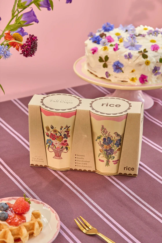 Melamin-Trinkbecher-Set Rice by Rice 2x400ml Pink Print