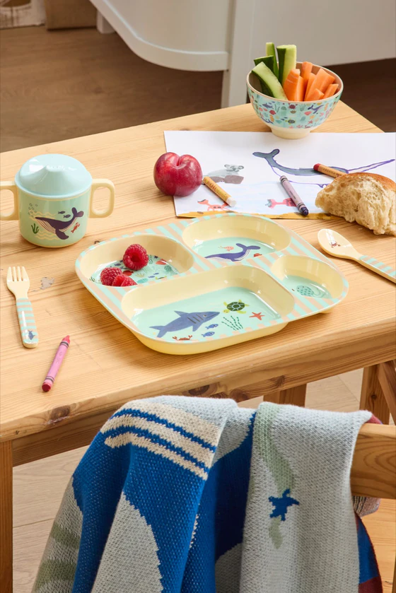 Baby-Geschirrset Rice by Rice Melamin Ozean-Design 4-teilig
