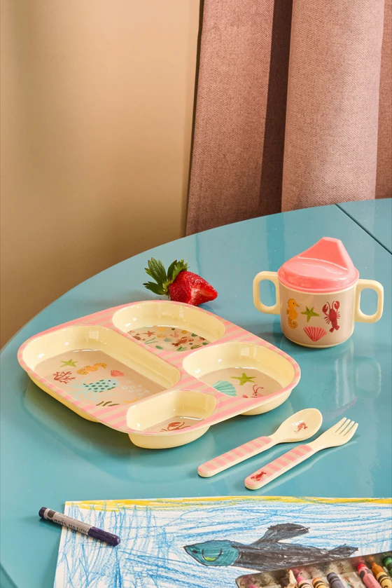 Baby-Geschirrset Melamin Coral Ocean – Rice by Rice robust