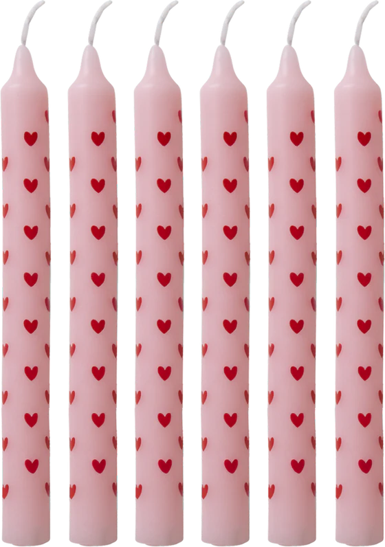 Stabkerzen-Set Rice by Rice Herzprint 12er Paraffinwachs