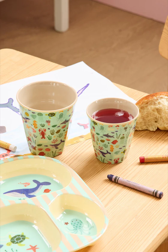 Kinderbecher Melamin 160ml Blau Ozean Rice by Rice