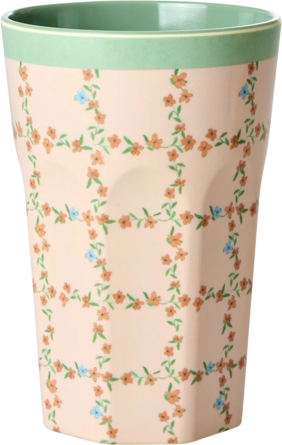 Hoher Melaminbecher Rice by Rice 400 ml kariert bruchfest