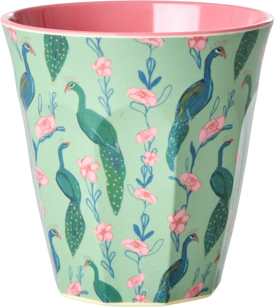 Melamin-Trinkbecher Rice by Rice 250 ml Peacock Print BPA-frei