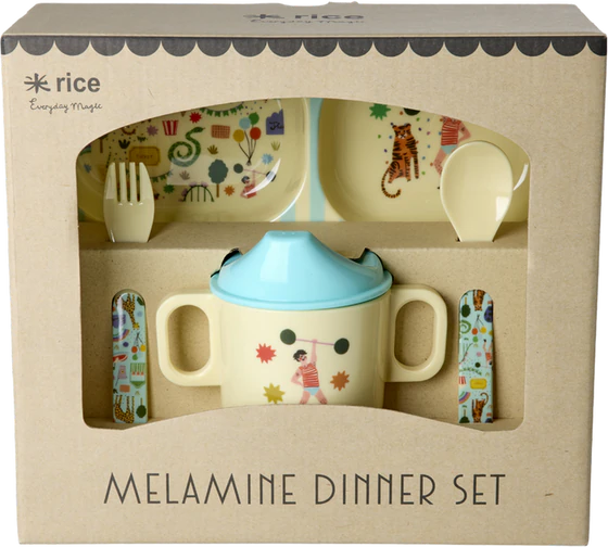 Baby-Geschirrset Melamin Mint Fun Fair Rice by Rice – Bruchfest