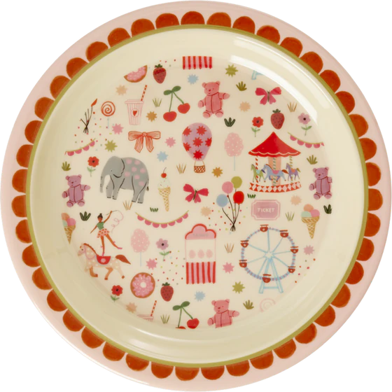 Kinderteller Melamin Rice by Rice – Pink Jahrmarkt BPA-frei
