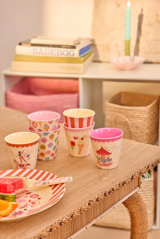 Kleine Melamin-Trinkbecher Rice by Rice 6er-Set Rosa Prints
