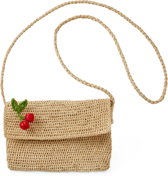Umhängetasche Raffia Cherry Rice by Rice – Handgefertigt Unikat