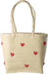 Kleine Handtasche Raffia Herzen Rice by Rice – Nachhaltig & Handgefertigt - Raffia Bag with Darling Hearts and Raffia Handles - Small