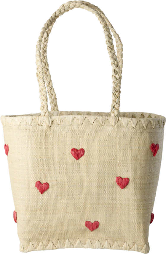 Kleine Handtasche Raffia Herzen Rice by Rice – Nachhaltig & Handgefertigt