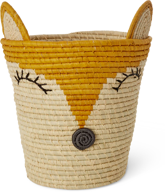 Runder Aufbewahrungskorb Raffia Fuchs Gelb – Rice by Rice Unikat