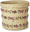 Runder Aufbewahrungskorb Raffia Rice by Rice – Handgefertigt - Raffia Round Basket with Flower Vines - Large