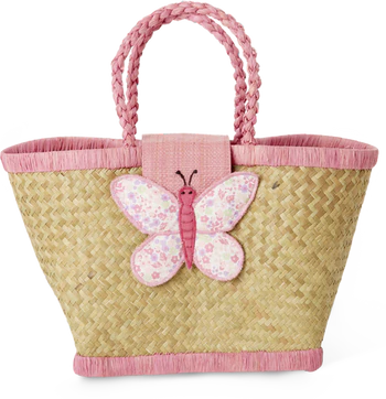 Kinder-Umhängetasche Raffia Schmetterling Rice by Rice Natur