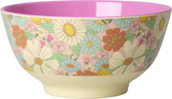 Melamin-Schale 700ml Flower Power Rice by Rice – Bruchfest & Spülmaschinengeeignet