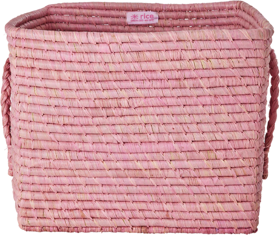 Quadratischer Aufbewahrungskorb Rice by Rice Soft Pink Raffia