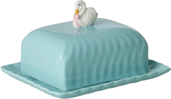Butterdose Keramik Mint Schwan Rice by Rice – Handbemalt Glasiert