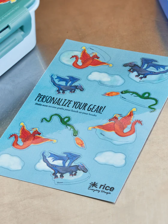 Personalisierungs-Sticker-Set Rice by Rice Drachen-Print Glänzend