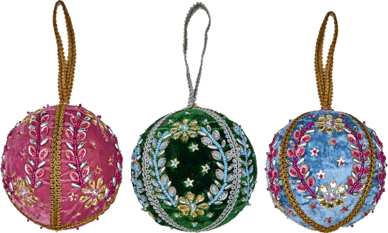 Weihnachtsbaum-Anhänger Rice by Rice – Samt & Perlen 3er-Set