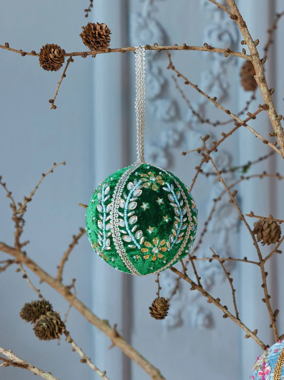Weihnachtsbaum-Anhänger Rice by Rice – Samt & Perlen 3er-Set