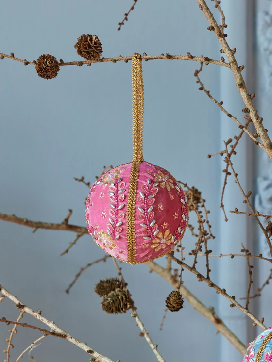 Weihnachtsbaum-Anhänger Rice by Rice – Samt & Perlen 3er-Set
