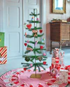 Weihnachtsbaumanhänger Herz Rosa Rice by Rice – Handbestickt, Samt